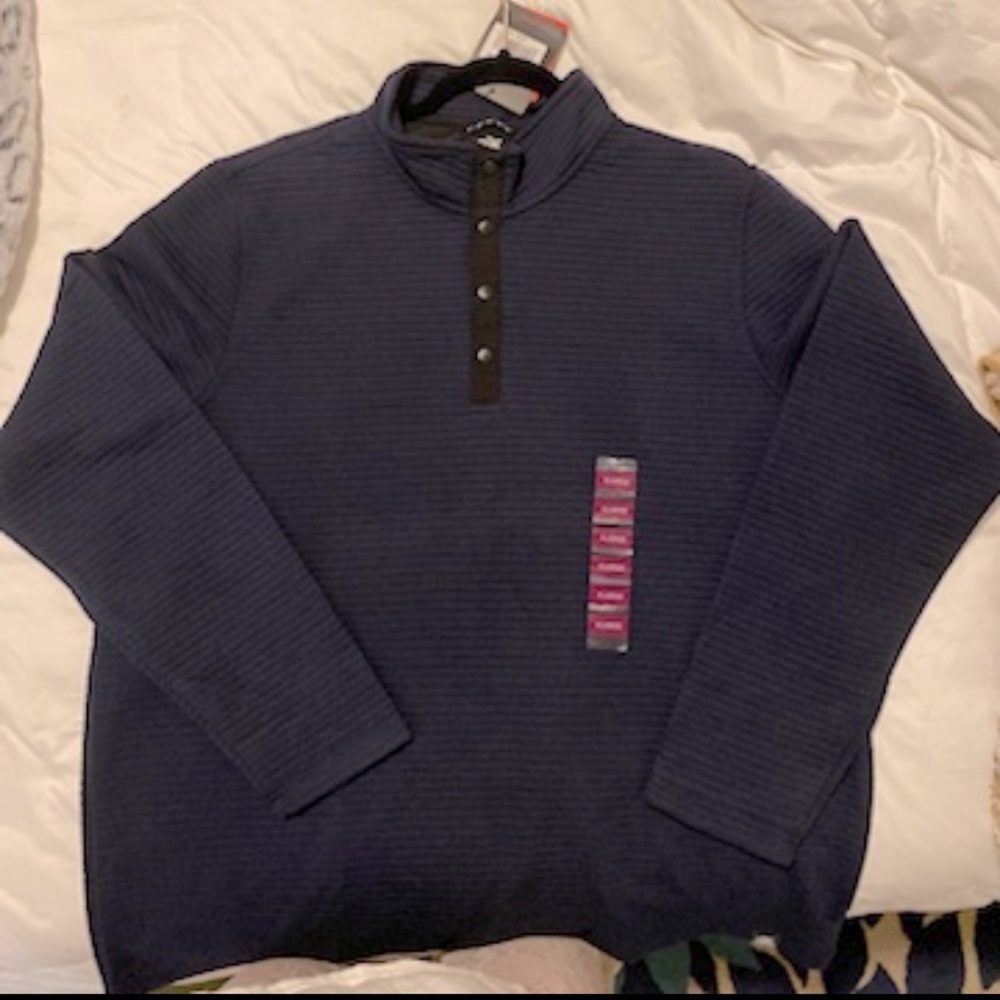 ZeroExposur MENS XL DARL BLUE POLO STYLE COLLARD SWEATSHIRT